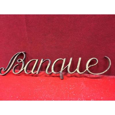 Antique Sign In Wrought Iron Gilded, Nineteenth