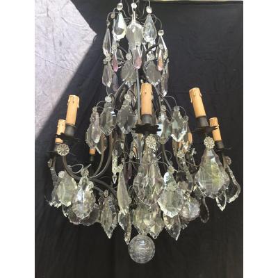 Large Chandelier With Colored Tassels, XIXth