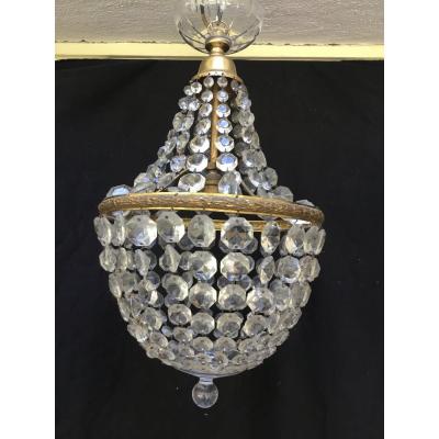 Petit Plafonnier à Perles Taillées En Diamant, Napoléon III