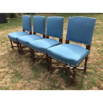 Suite Of 4 Louis XIII Style Chairs In Walnut