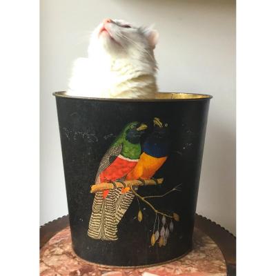 Papier Bin Décorated  With Birds  