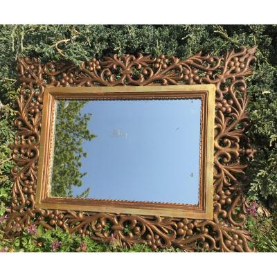 Italian Baroque Style Carved Wood Mirror, XIXth