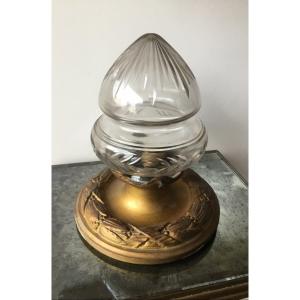 Small Gilt Bronze And Cut Crystal Ceiling Light