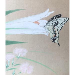 Watercolor The Butterfly, Japan, Art Nouveau