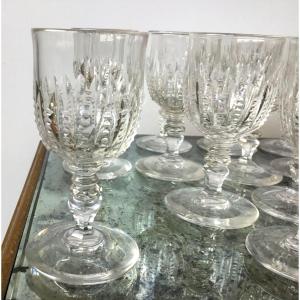 18 Petits Verres à Liqueur En Cristal Taillé