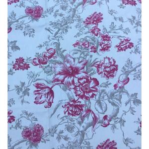 Lovely Pair Of Gray And Pink Floral Curtains (280 X 140)