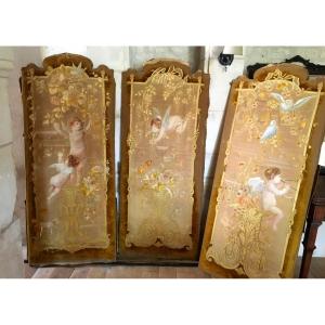 The Large Art Nouveau Embroidered Panel (2  Available)