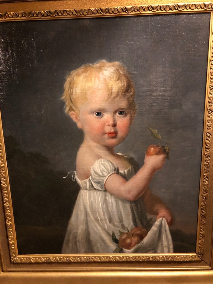 Portrait D’un Enfant , Ecole Française fin XVIII éme ( Directoire ) début XIX eme siècle.          Bonjour 