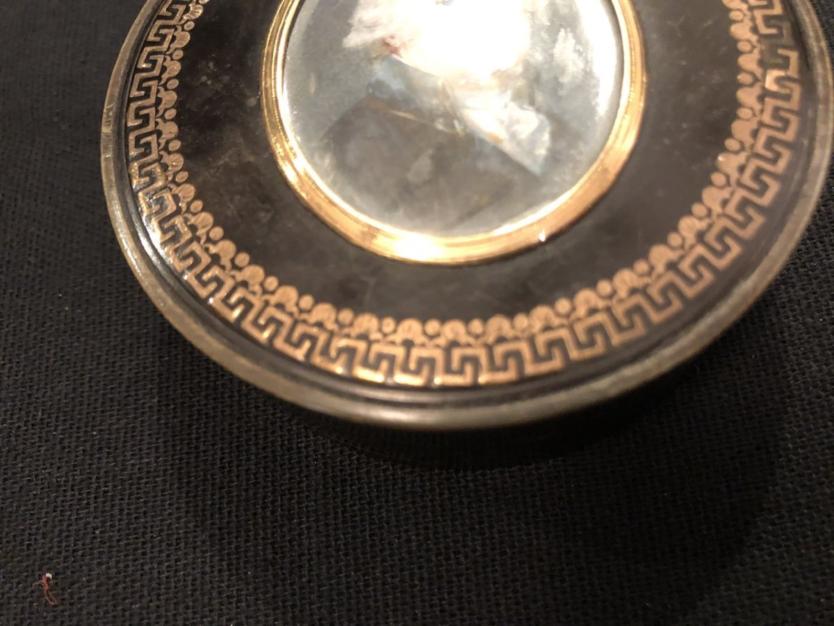 Box In Black Tortoiseshell And Gold With A Miniature On Ivory XVIII Eme-photo-2