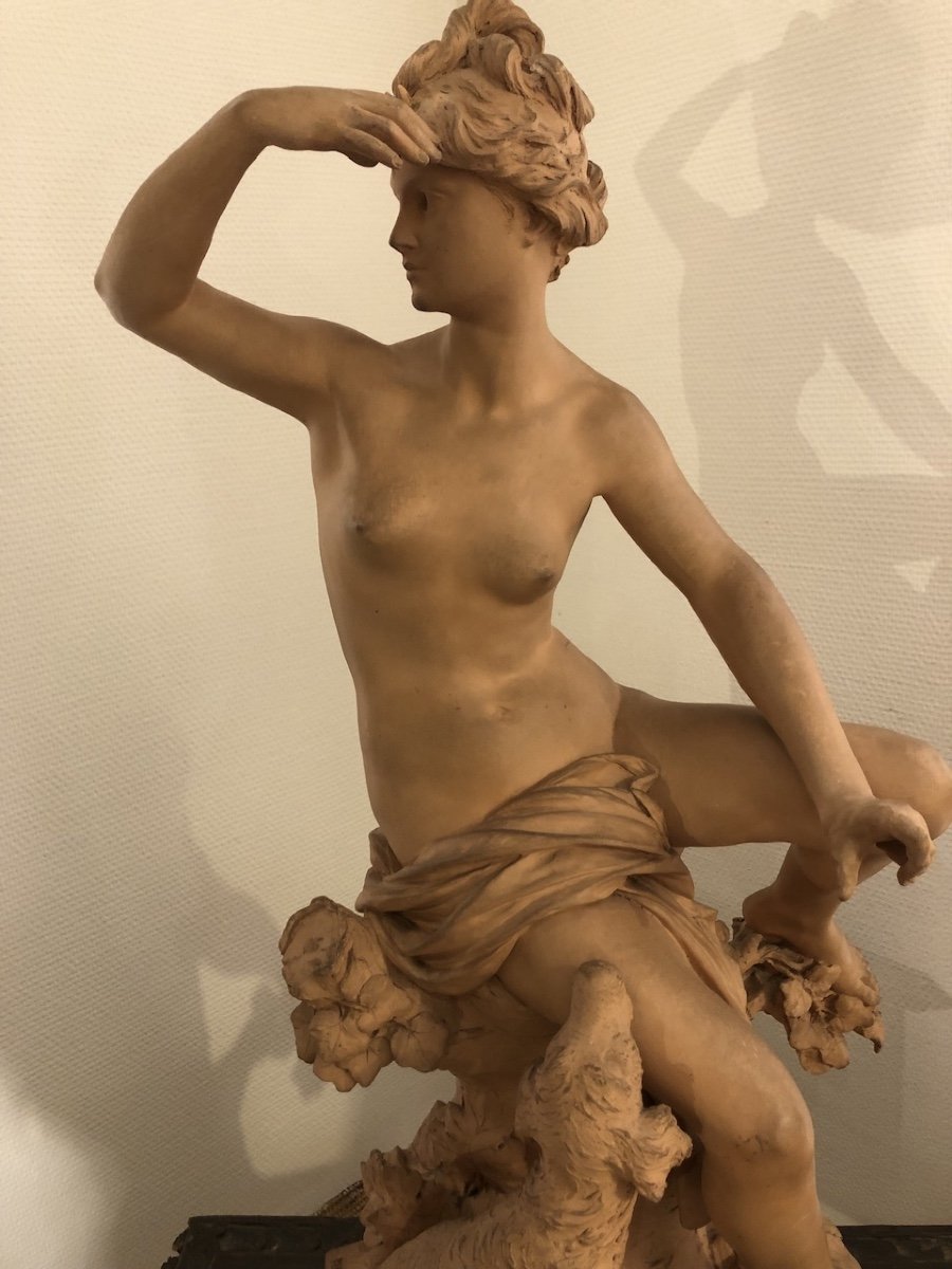 Luca Madrassi (1848-1919) “diane Aux Bois” Terracotta XIXth Century -photo-2