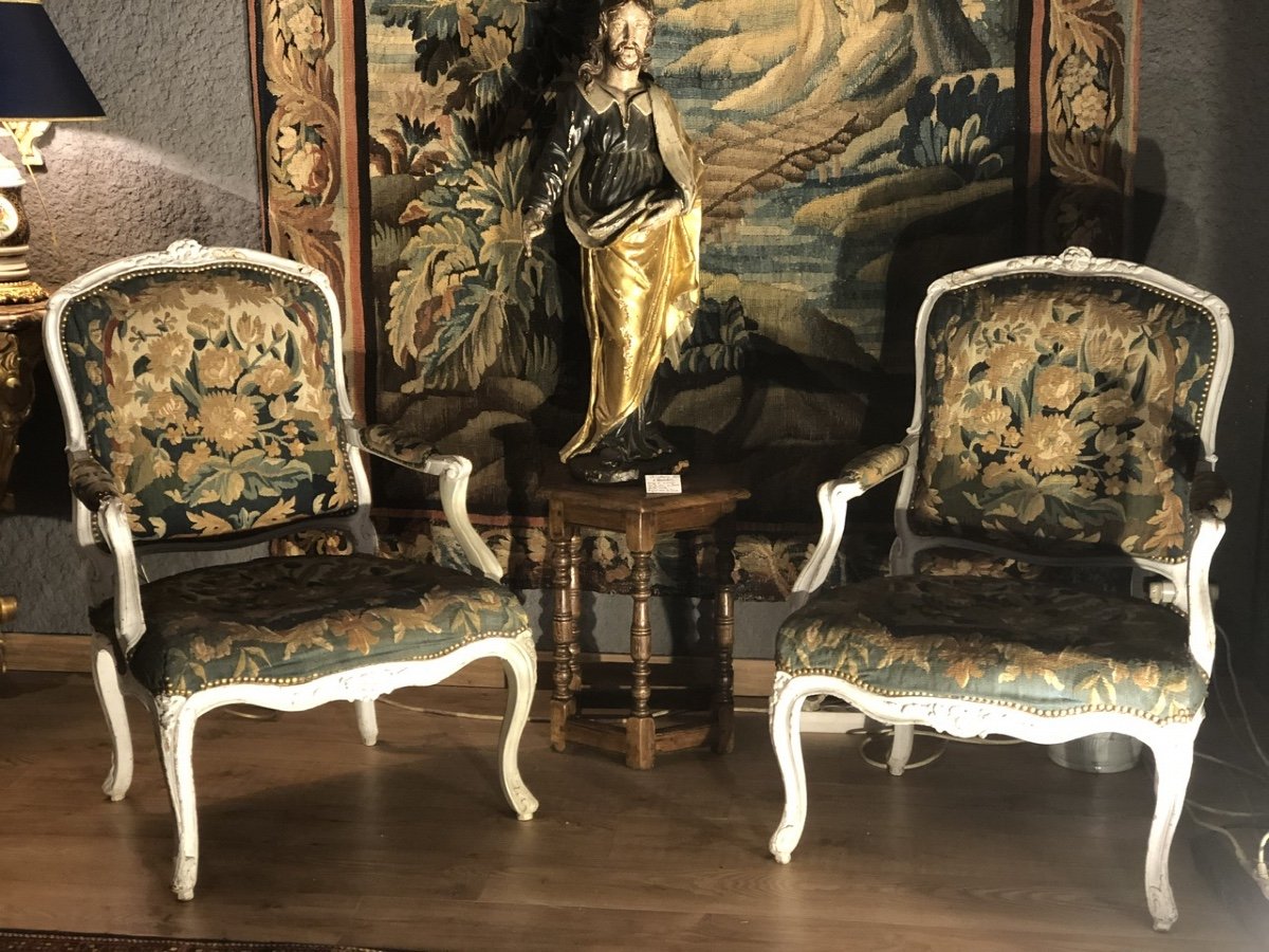 Paire De Fauteuils à La Reine époque Louis XV Estampillés Blanchard Sylvain Nicolas 