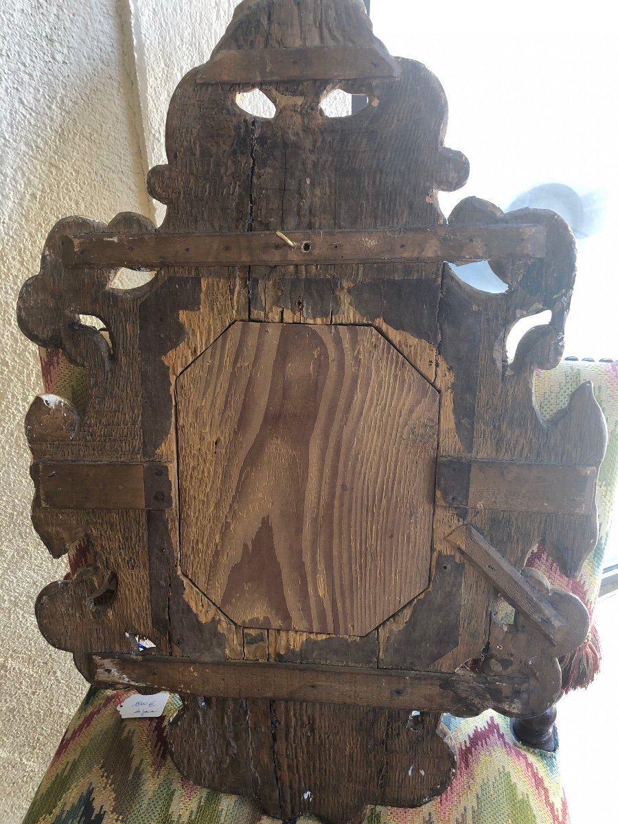 Miroir Octogonal En Bois Sculpté Et Doré, Italie , époque XVIIIeme -photo-1