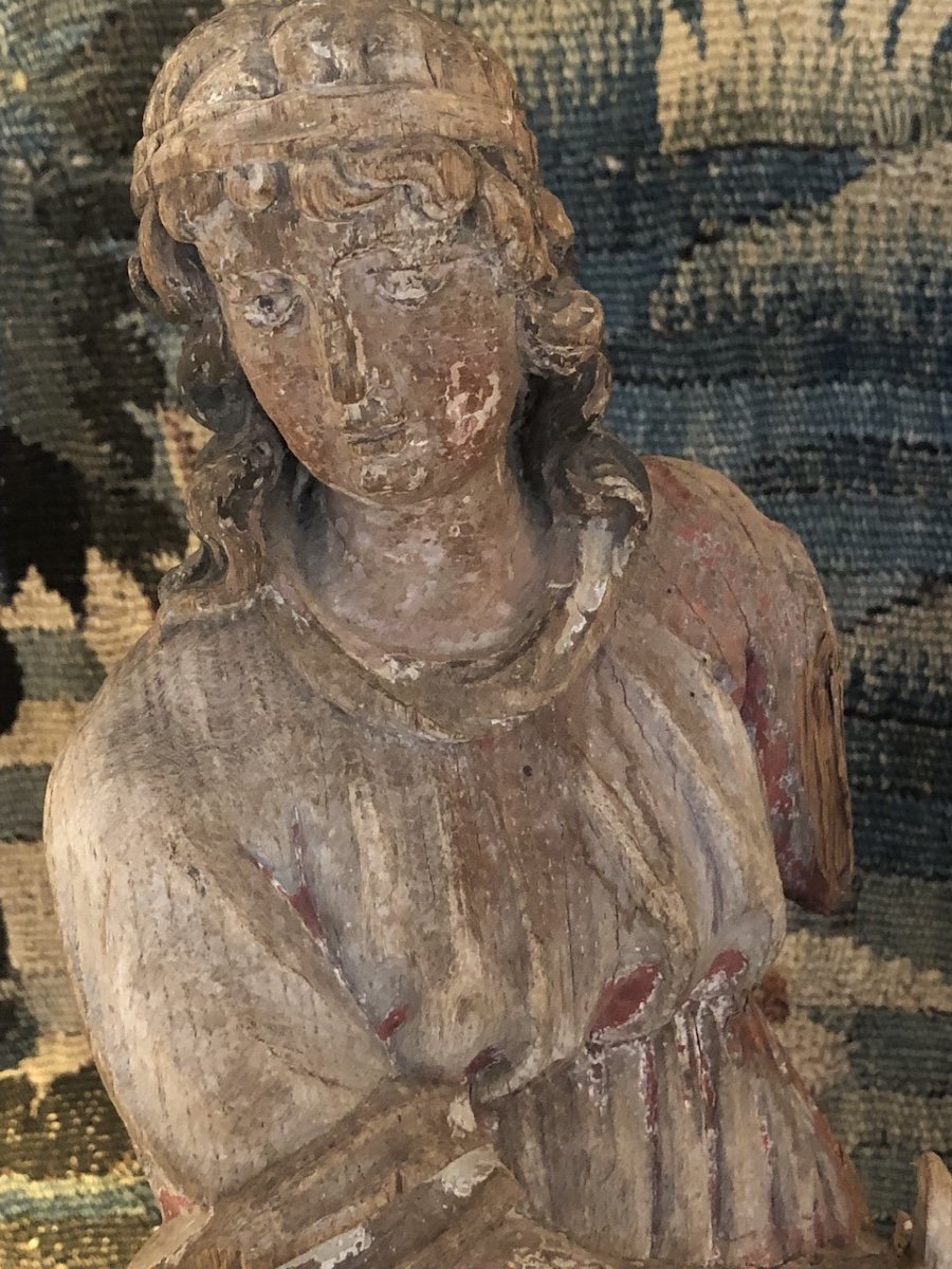 Deux personnages en bois  Sculpté Et Polychrome Epoque XVII éme -photo-4