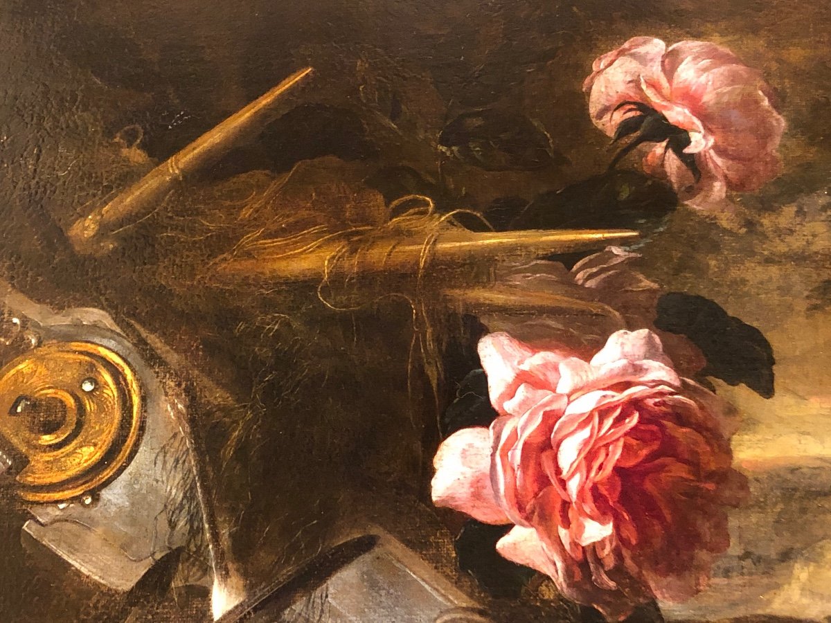 "still Life With Woodcock, Rifle And Roses" French School Of The Early 19th Century -photo-3