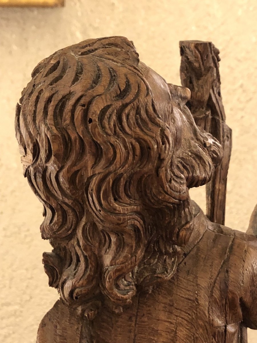 Rhenish School Around 1500 - Saint Figure In Carved Oak Wood -photo-4