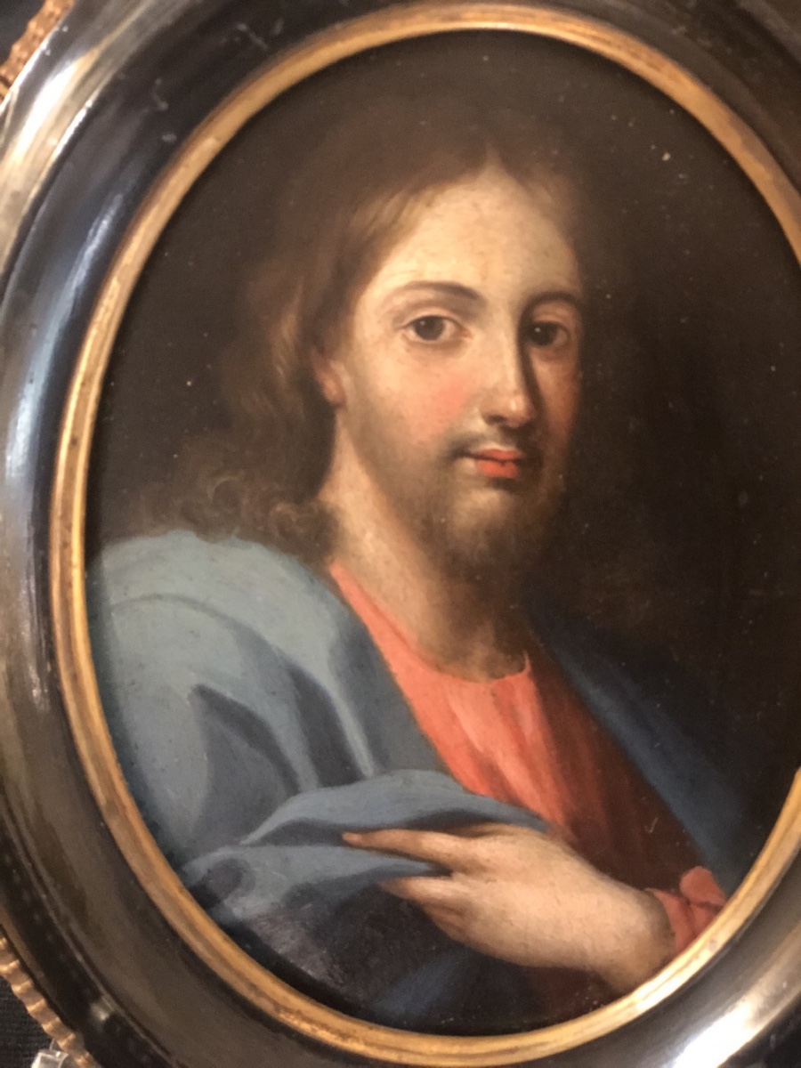 Portrait Of "christ In Bust" Oil On Copper From The 17th Century -photo-2