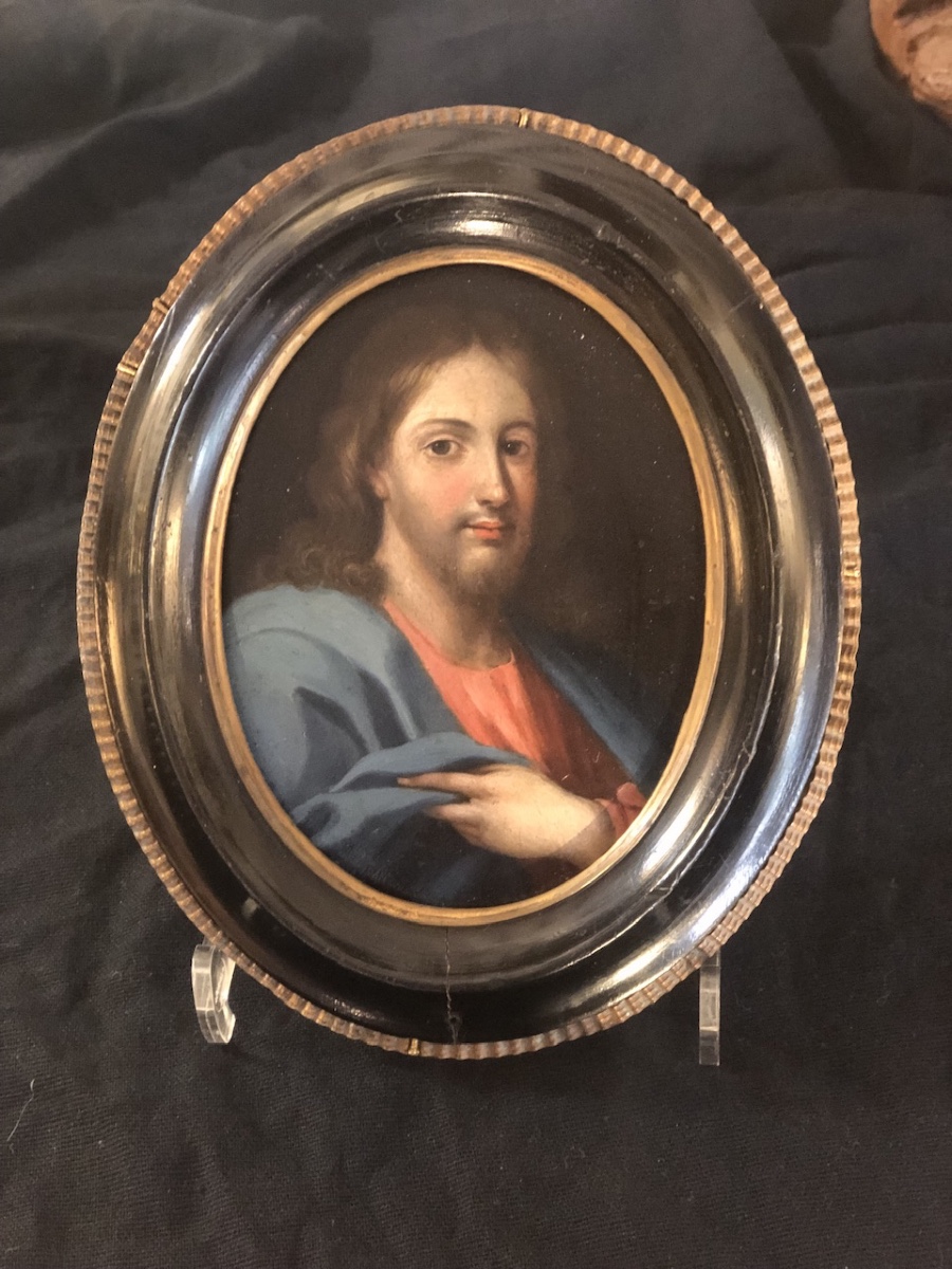 Portrait Of "christ In Bust" Oil On Copper From The 17th Century -photo-3
