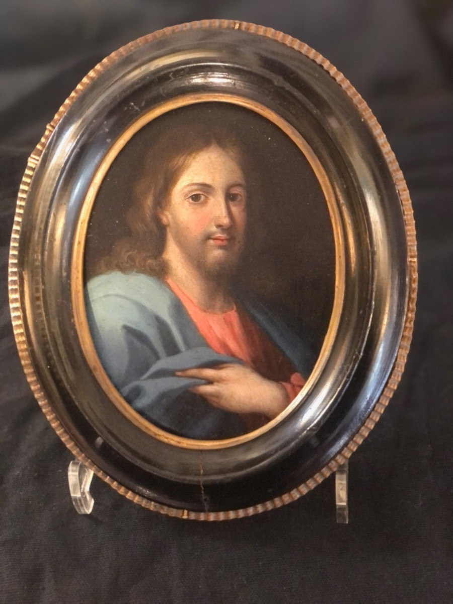 Portrait Of "christ In Bust" Oil On Copper From The 17th Century -photo-4