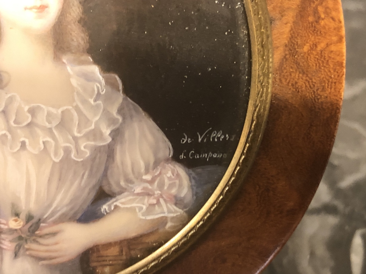 Miniature Sur Ivoire Portrait En Buste De Marie-antoinette époque XIX éme -photo-3
