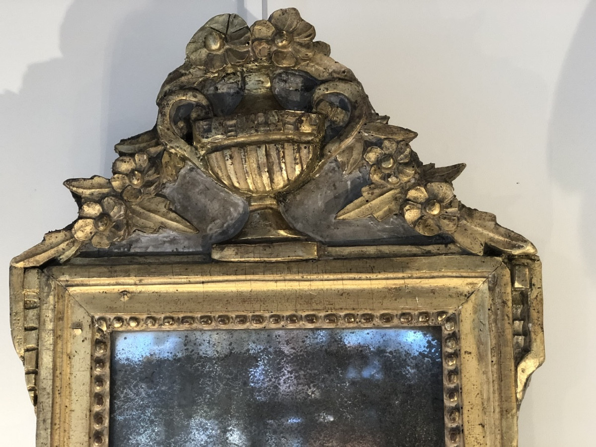 Small Provençal Mirror In Carved And Gilded Wood, Louis XVI Period-photo-3