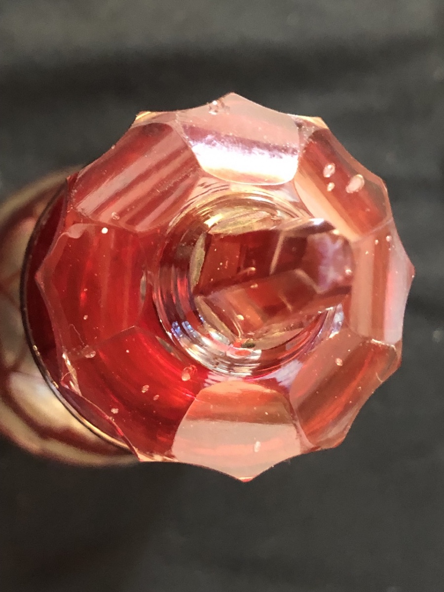 Flacon En Cristal De Bohème Rouge Et Incolore Epoque XIX Eme-photo-2