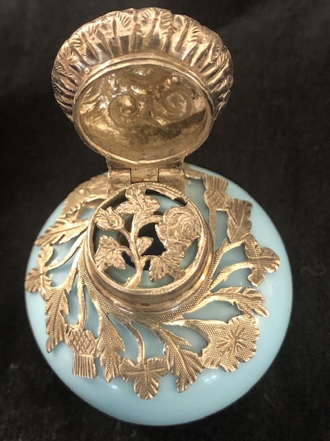 Vinaigrette en opaline et argent massif  époque Restauration  1815-1830-photo-2