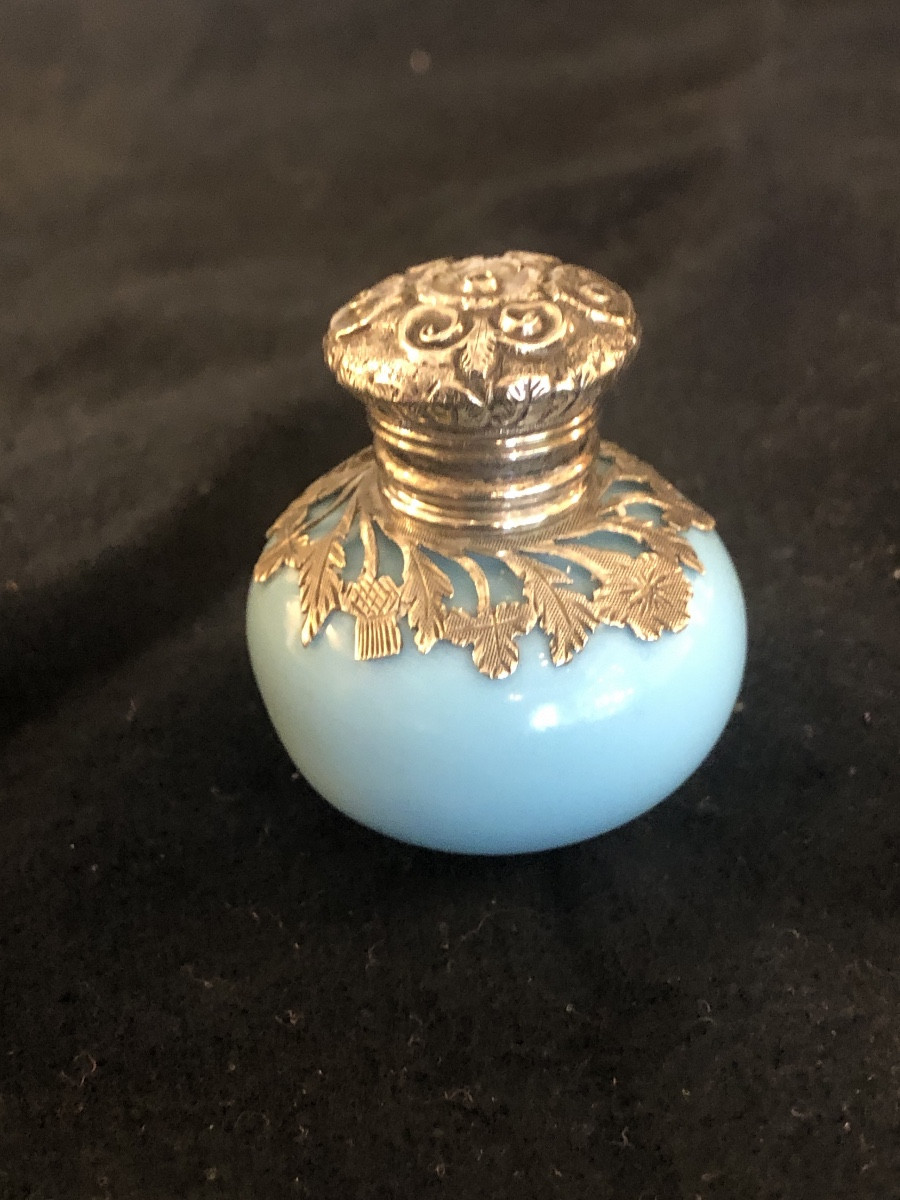 Vinaigrette en opaline et argent massif  époque Restauration  1815-1830-photo-4