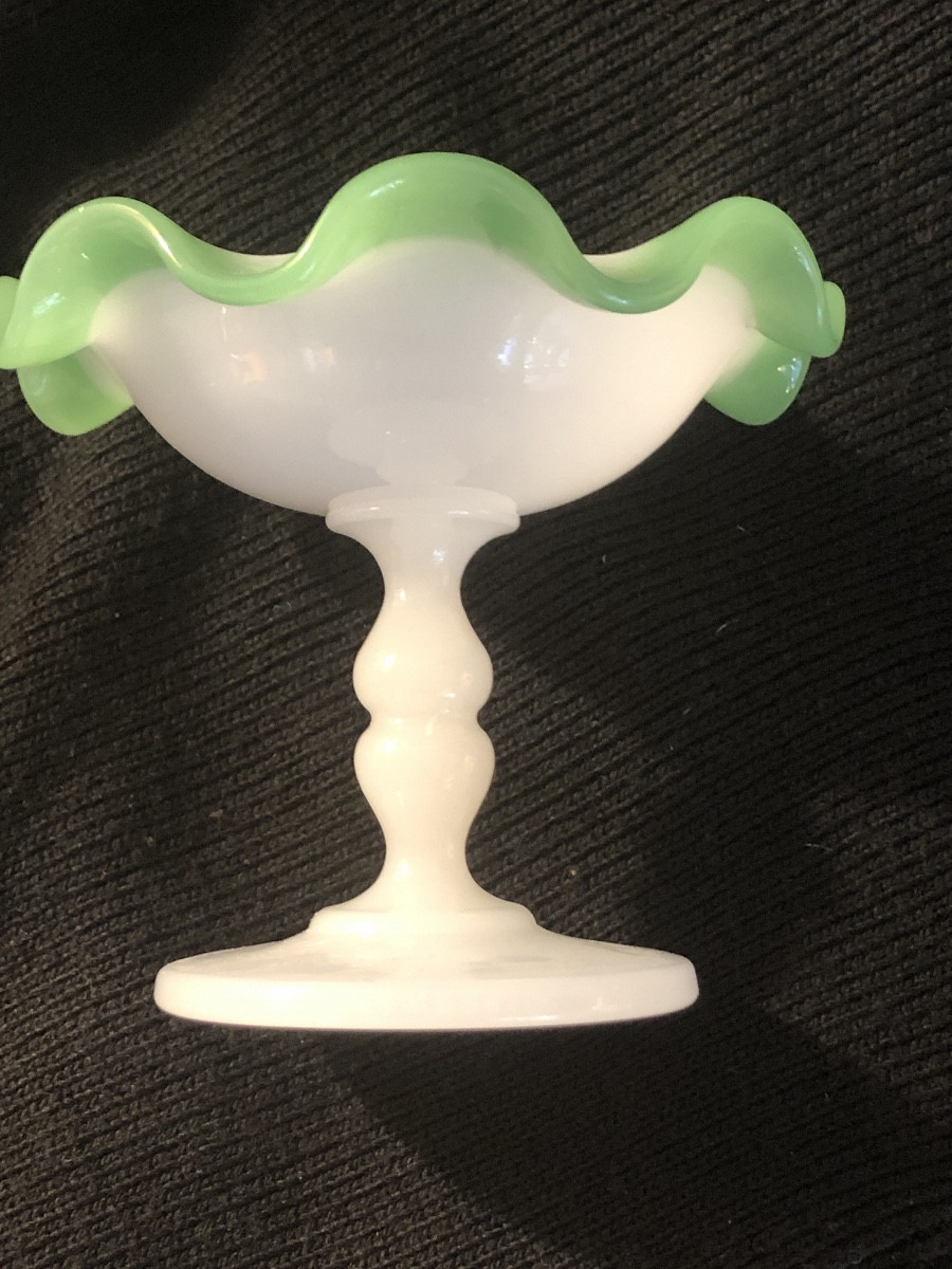 Ring Sizer Cup In Rice Paste Opaline And Gadrooned Edge In Green Opaline Napoleon III-photo-4