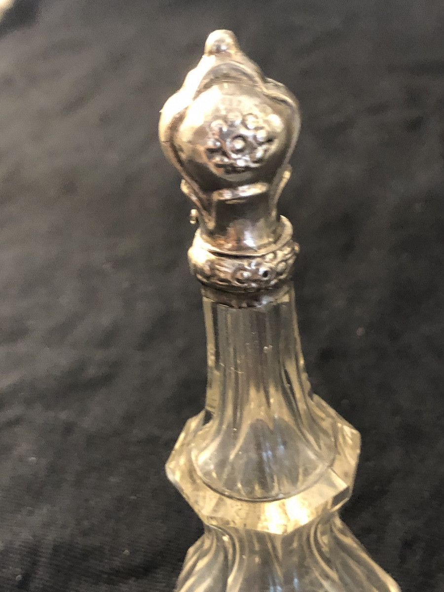 19th Century Solid Silver And Crystal Salt Bottle -photo-3