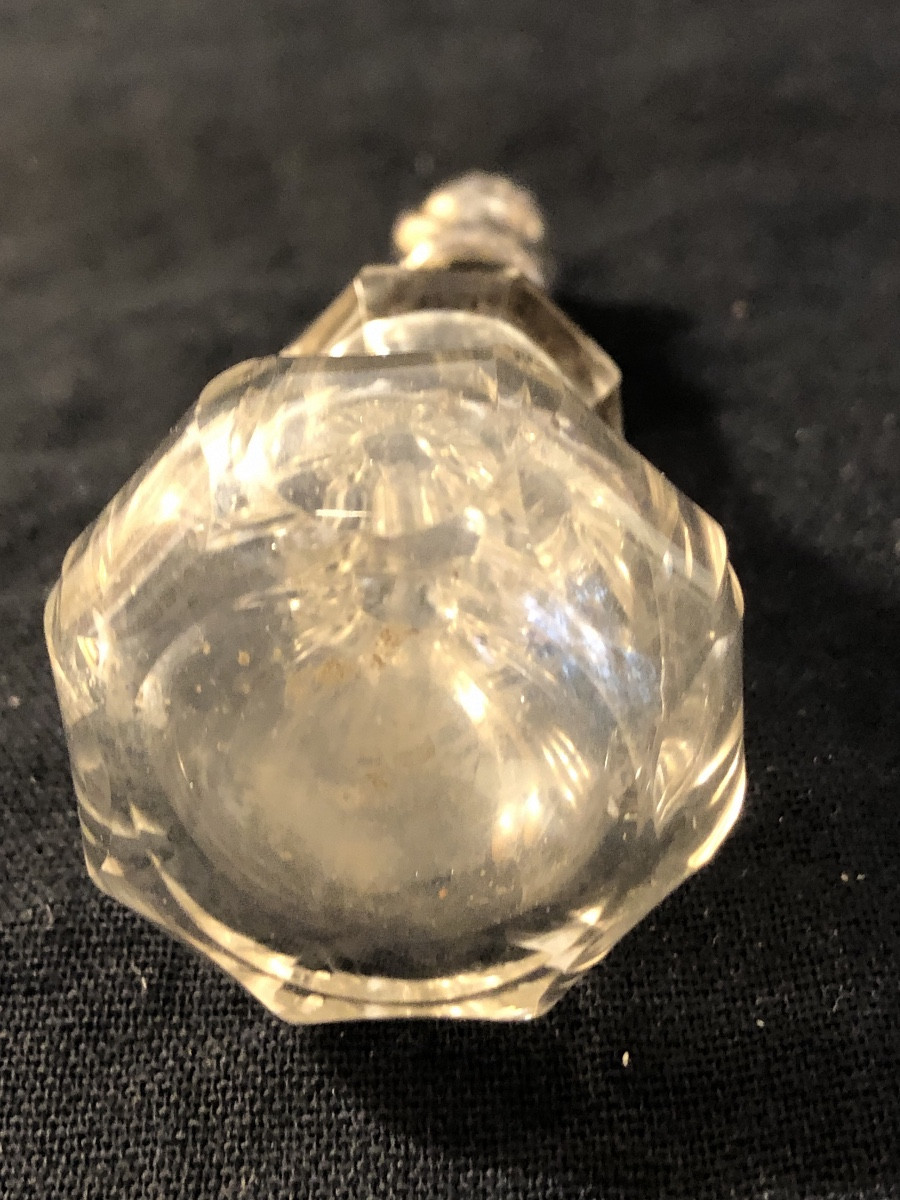 19th Century Solid Silver And Crystal Salt Bottle -photo-2