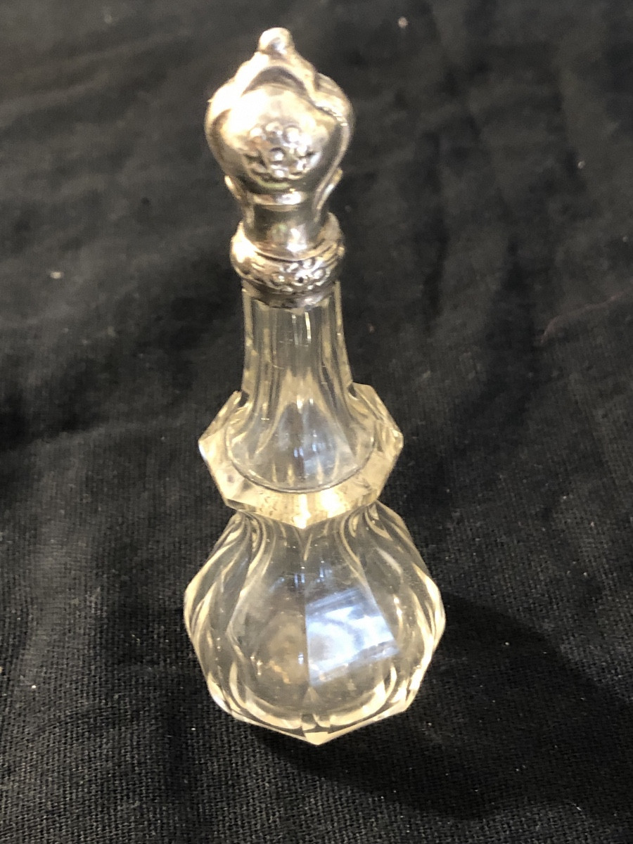 19th Century Solid Silver And Crystal Salt Bottle 