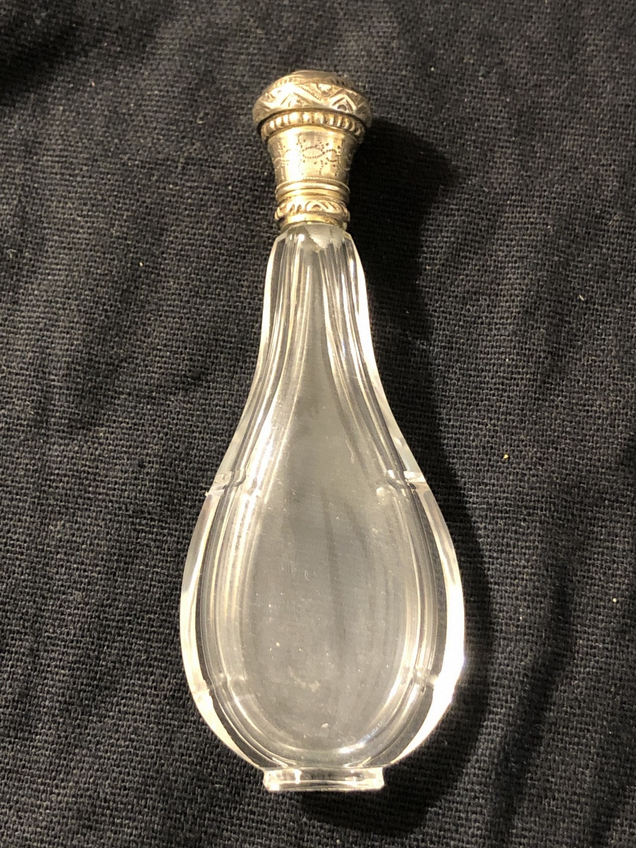 Salt Bottle - Cut Crystal And Solid Silver 19th Century -photo-2