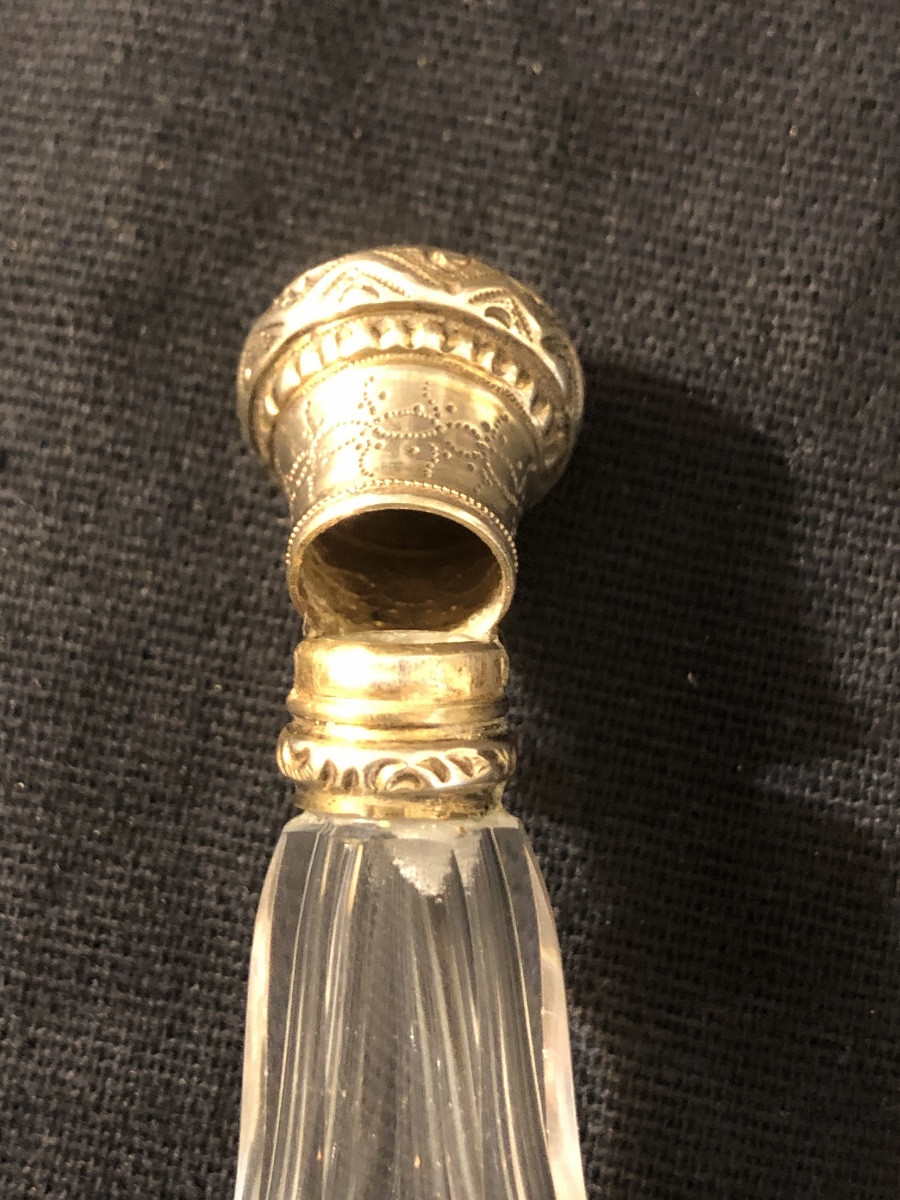 Salt Bottle - Cut Crystal And Solid Silver 19th Century -photo-4