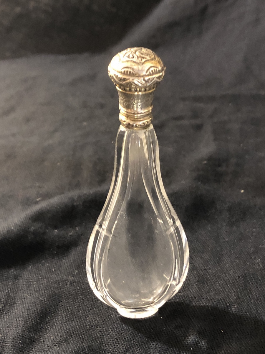 Salt Bottle - Cut Crystal And Solid Silver 19th Century 