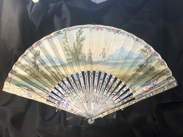 Beautiful Fan Decorated With A “gallant Scene And Birds” From The 18th Century -photo-2
