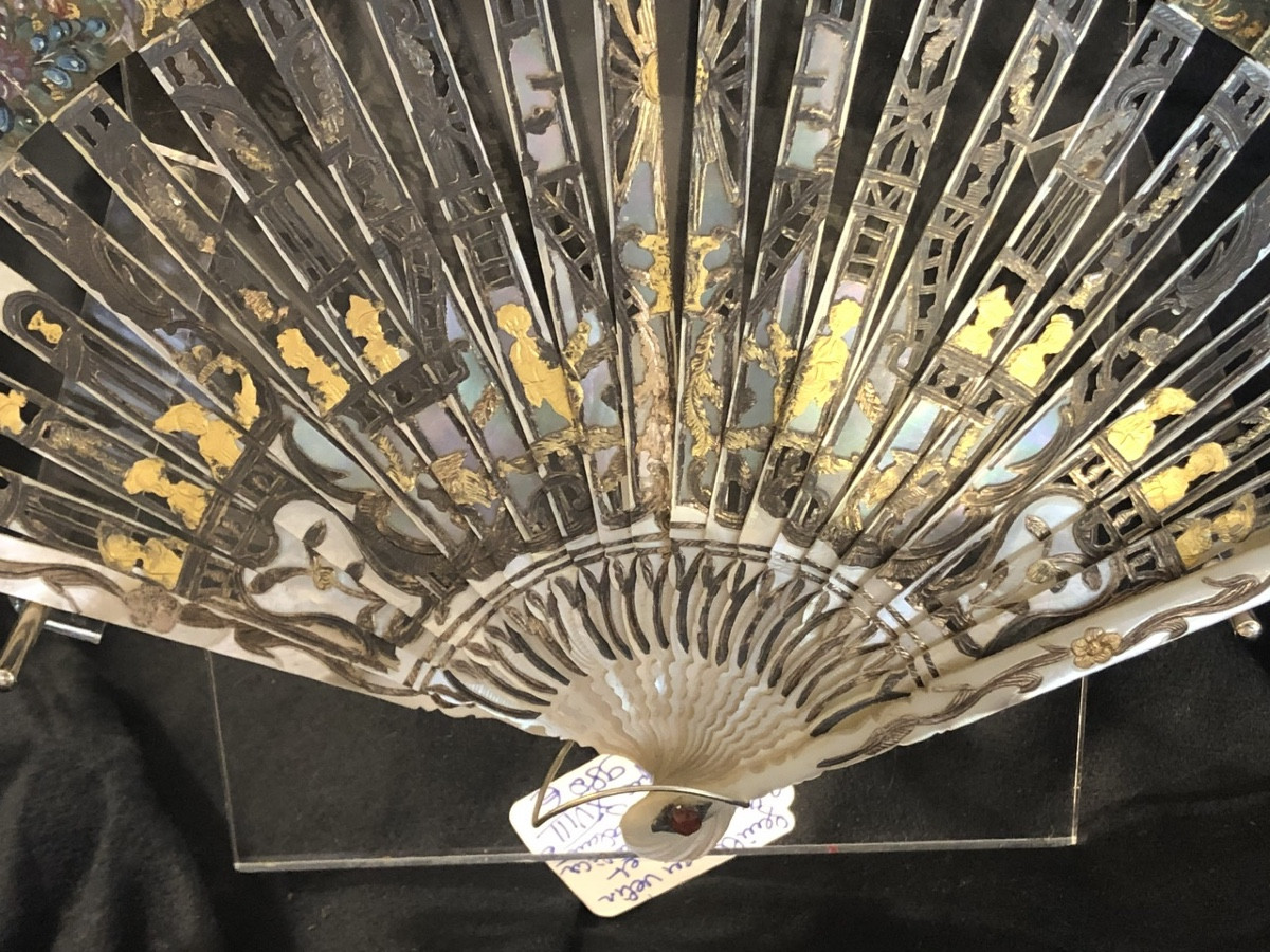 Beautiful Fan Decorated With A “gallant Scene And Birds” From The 18th Century -photo-4