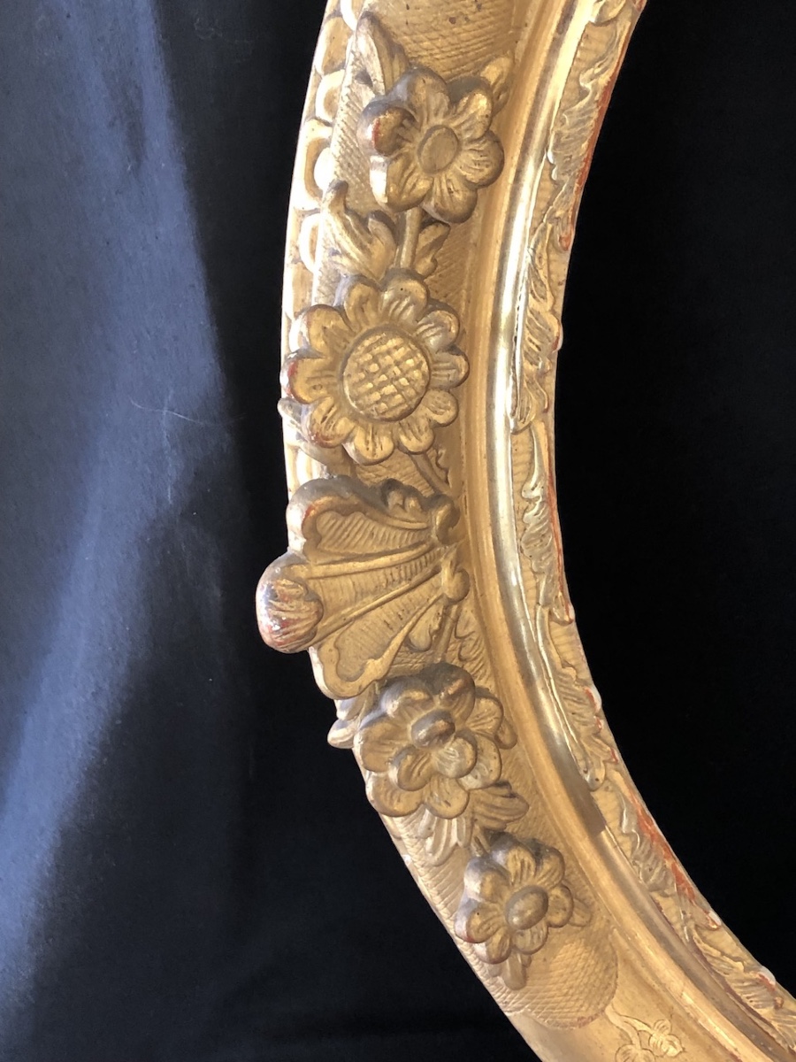 Pair Of Oval Carved And Gilded Wood Frames, Regency Style -photo-4