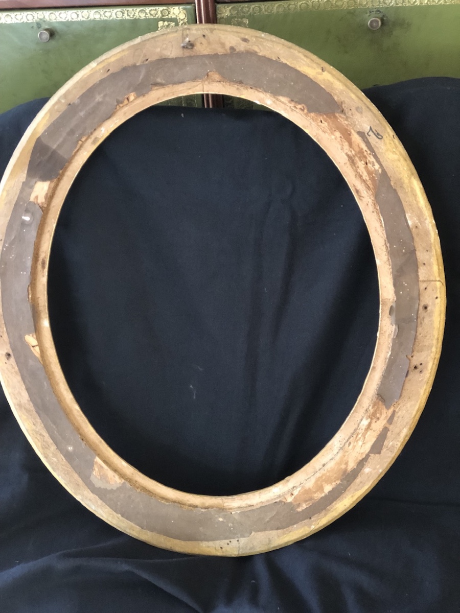 Pair Of Oval Carved And Gilded Wood Frames, Regency Style -photo-2