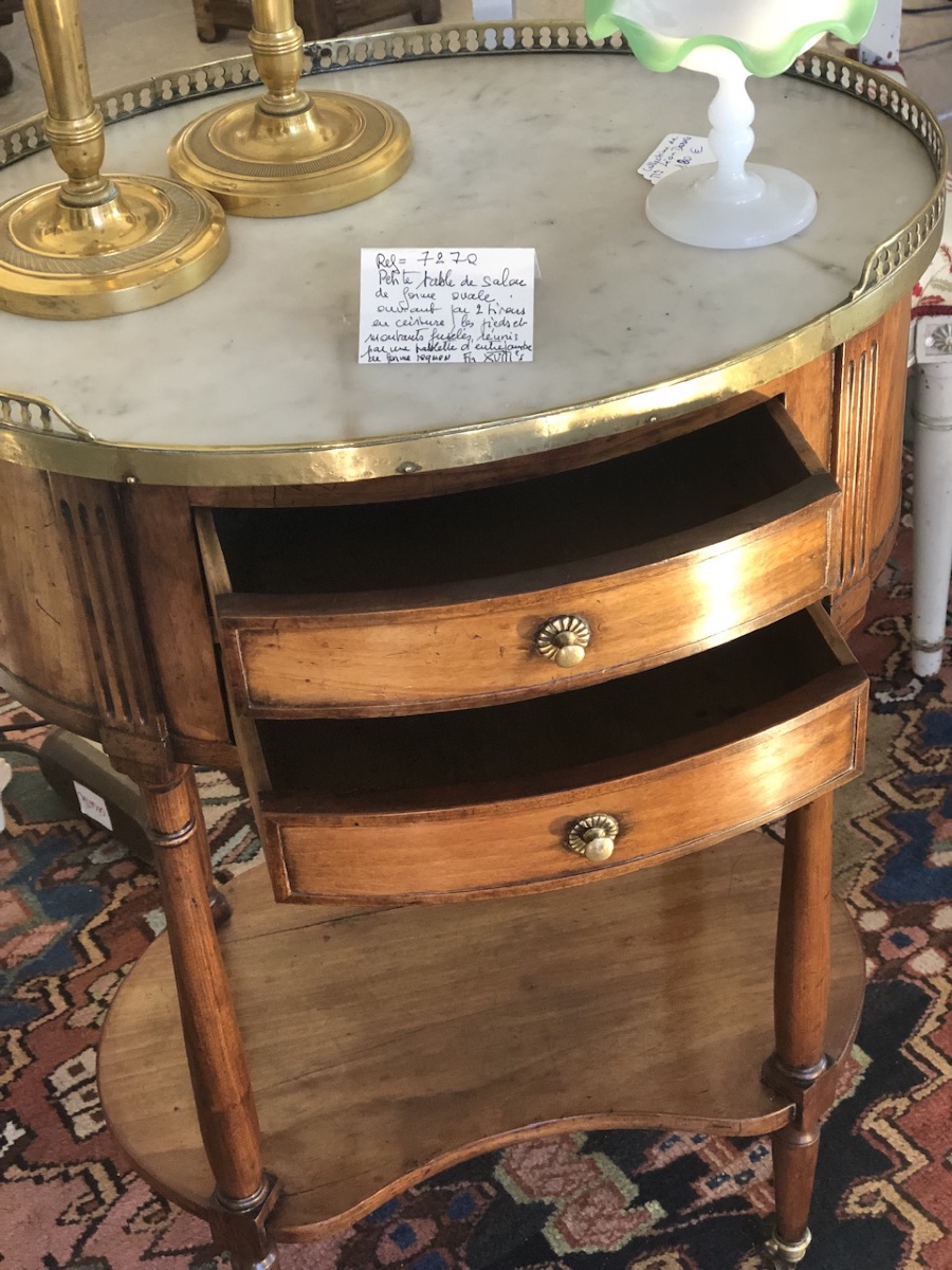 Small Oval-shaped Coffee Table In Mahogany And Mahogany Veneer, Louis XVI Period-photo-3