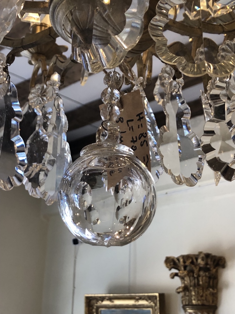 8-light Crystal And Bronze Chandelier, Late 19th Century -photo-1