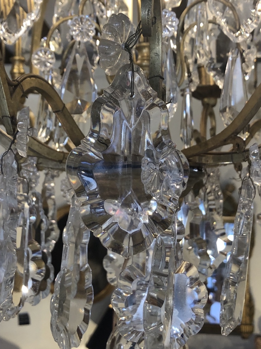 8-light Crystal And Bronze Chandelier, Late 19th Century -photo-2