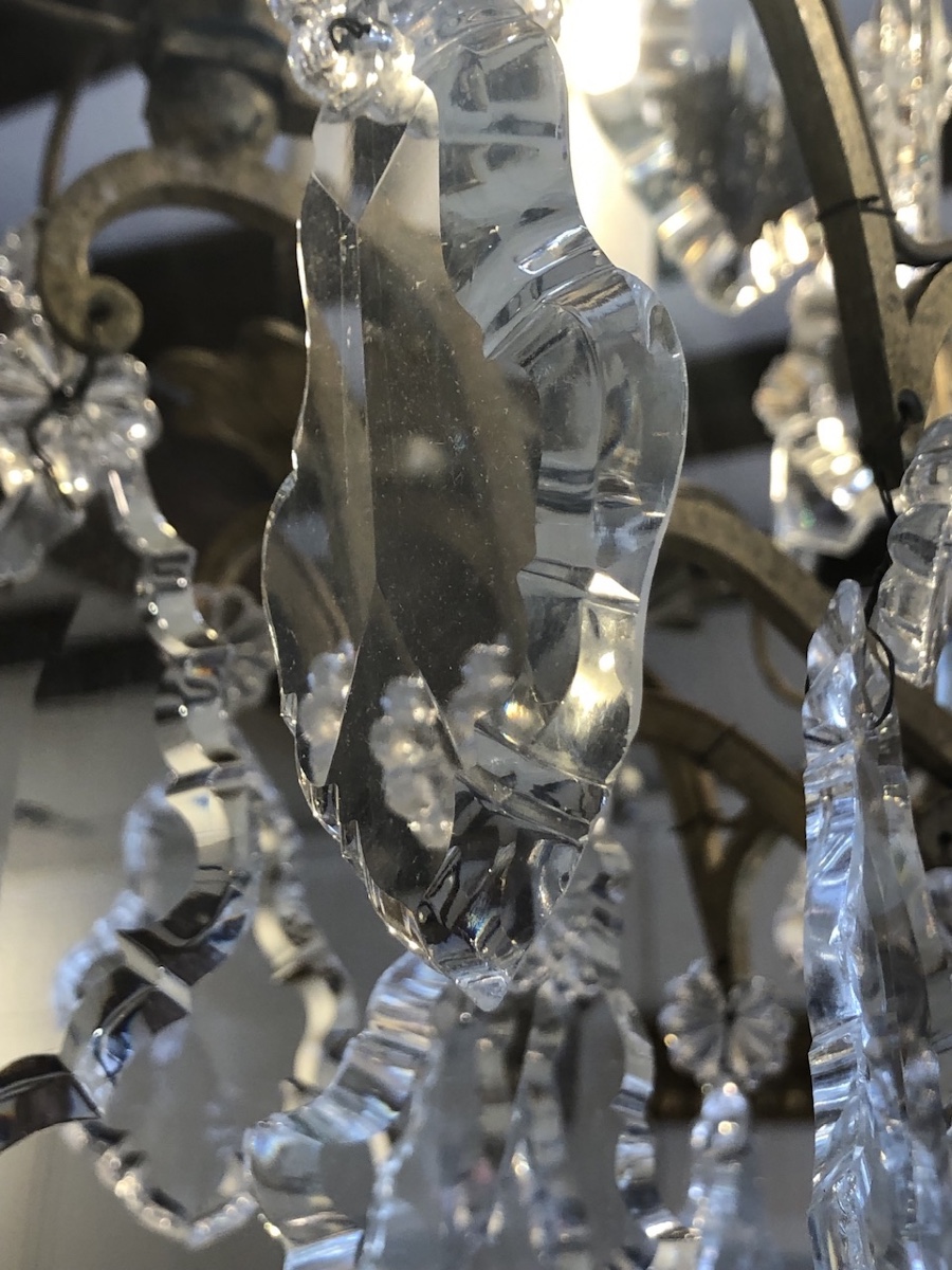 8-light Crystal And Bronze Chandelier, Late 19th Century -photo-4