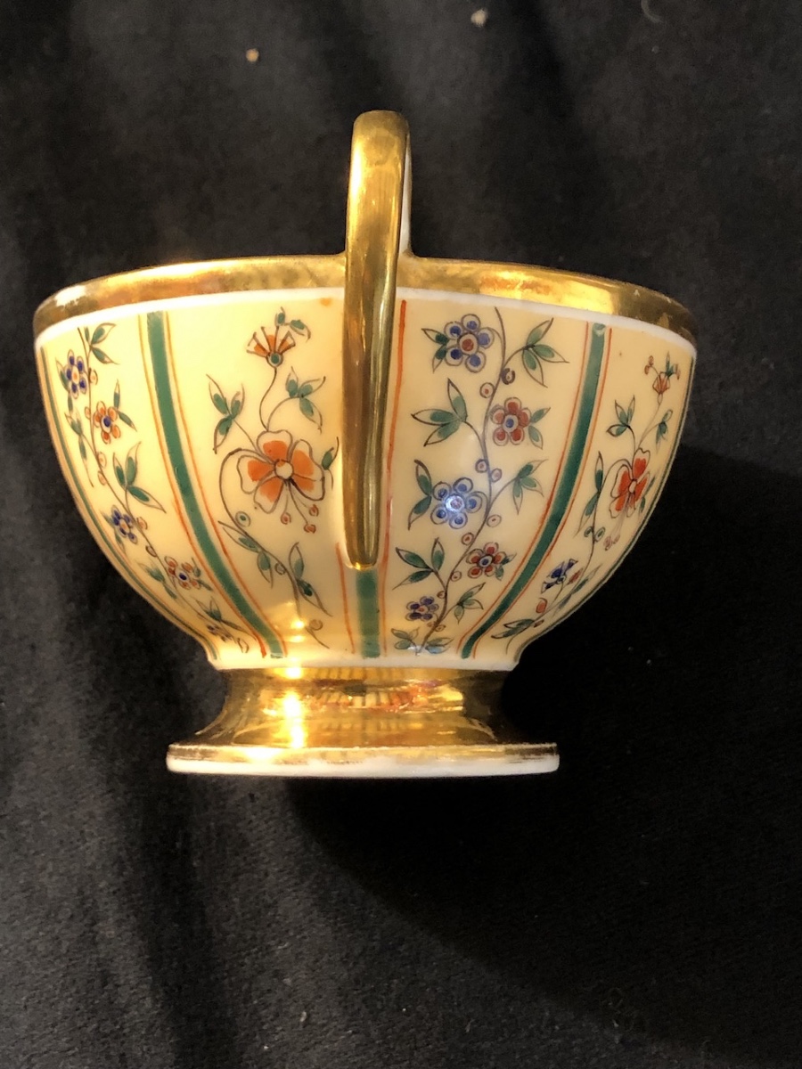 Cup And Saucer In Paris Porcelain, Louis-philippe Period-photo-3