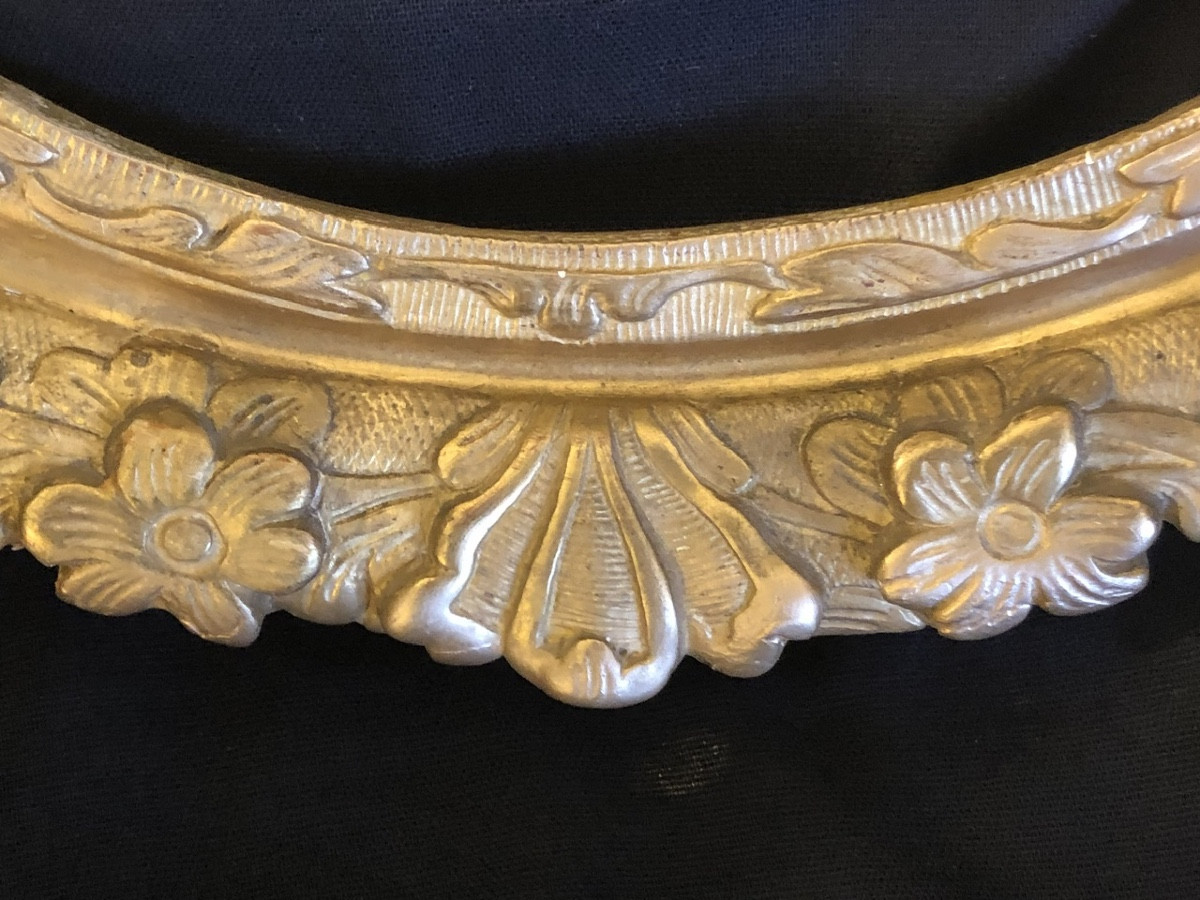 Oval Frame In Carved And Gilded Wood, 19th Century -photo-4