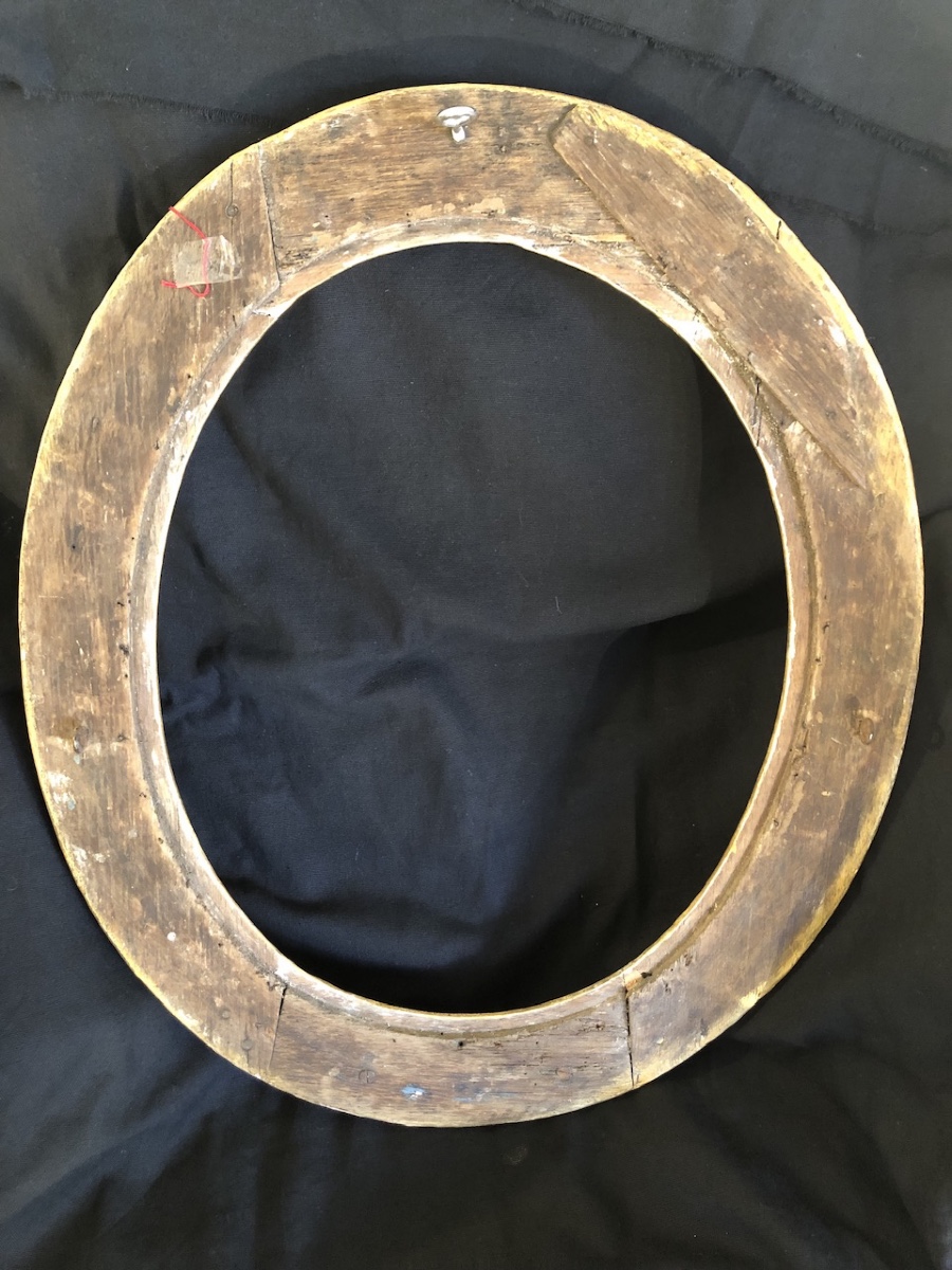 Oval Frame In Carved And Gilded Wood, 19th Century -photo-1