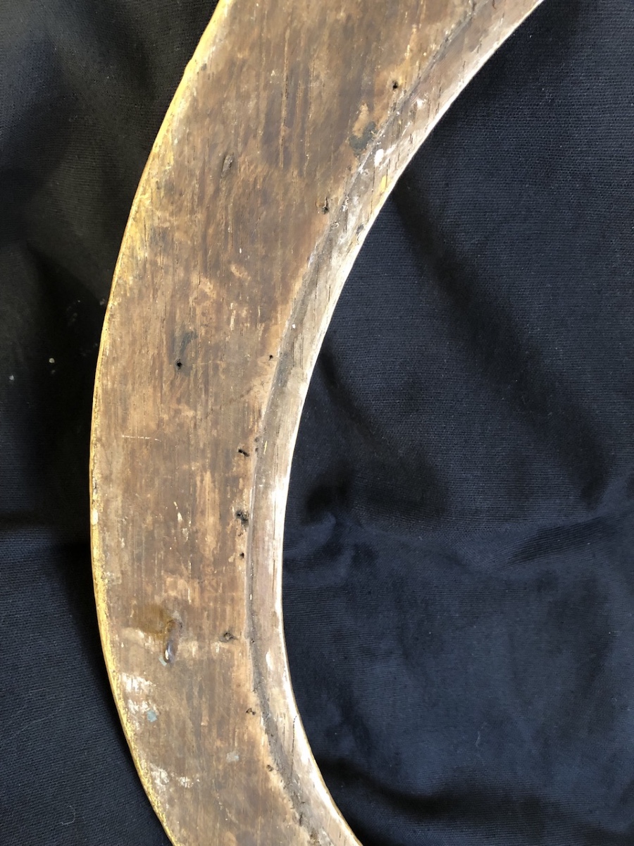 Oval Frame In Carved And Gilded Wood, 19th Century -photo-2