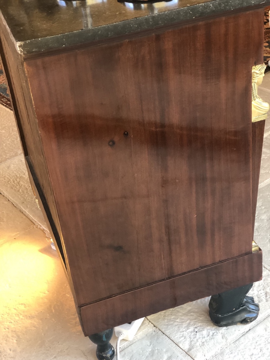 Petite commode en acajou époque « Retour d’Egypte «  vers 1800  -photo-2