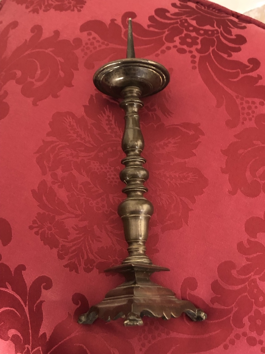 Pair Of Bronze Candlesticks, 17th Century -photo-2