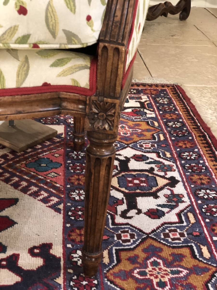 Pair Of Bergère Armchairs - Gendarme's Hat Style Backrest - Walnut - Louis XVI Period -photo-1