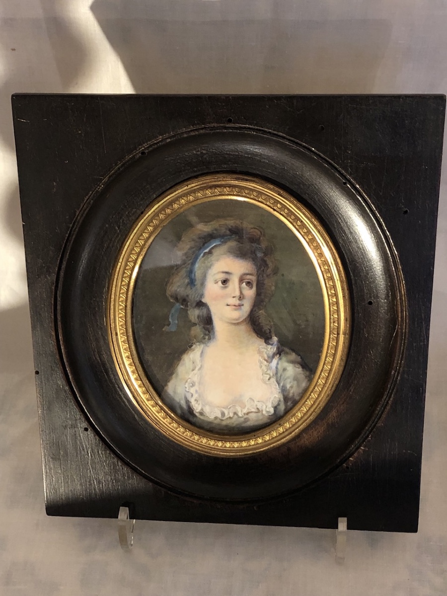 Large Miniature Bust Portrait Of A Young Woman, 19th Century -photo-2